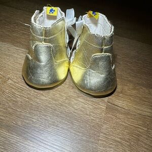 Build A Bear BABW‎ Gold Boots w/ White Ribbon Laces